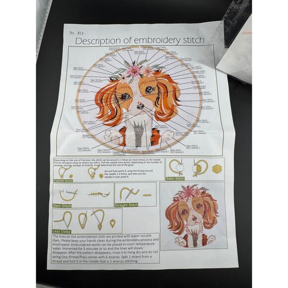 New Dog Embroidery Kit - Cavalier King Charles - No. 814 - Picture 1 of 3